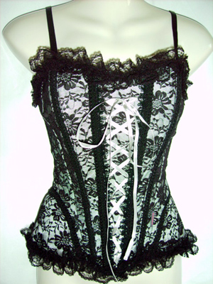 black lace over grey corset