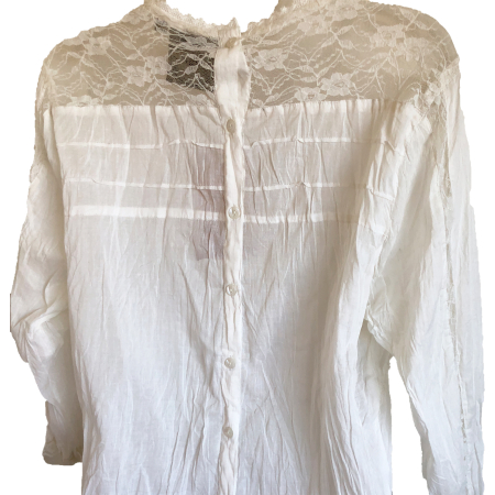 steampunk cream blouse with lace inserts (back)