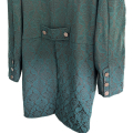 Raven turquoise and black brocade men's jacket centre back belt detail