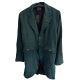Raven turquoise on black brocade man's steampunk jacket