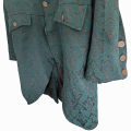 Raven turquoise and black brocade steampunk jacket pocket and cuff detail