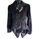 gothic crosses print women's jacket with steampunk trim
