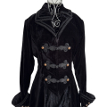 Raven gothic black velvet women's coat front detail