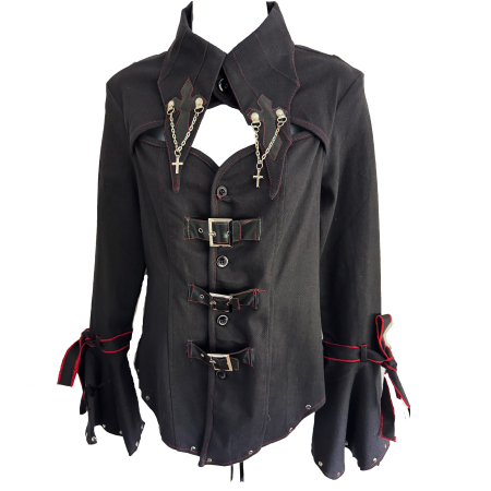 Batwing crosses and collar women's gothic jacket