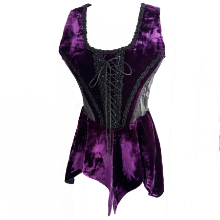 Purple velvet gothic corset with peplum